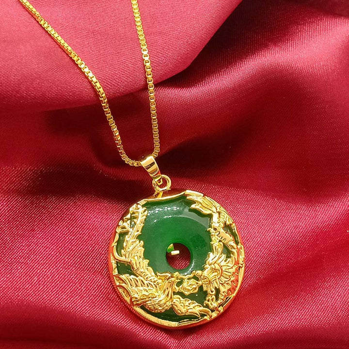 Collar de prosperidad de jade natural con Buddha Stones