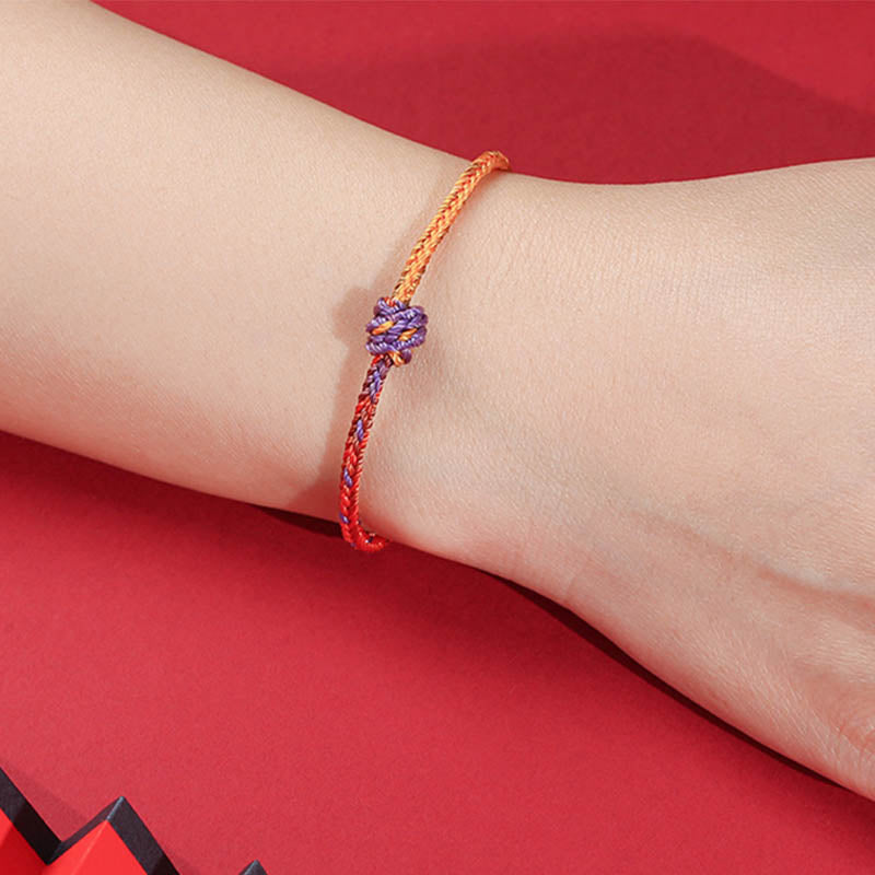 Pulsera de cuerda trenzada roja de oro púrpura colorida hecha a mano con Buddha Stones