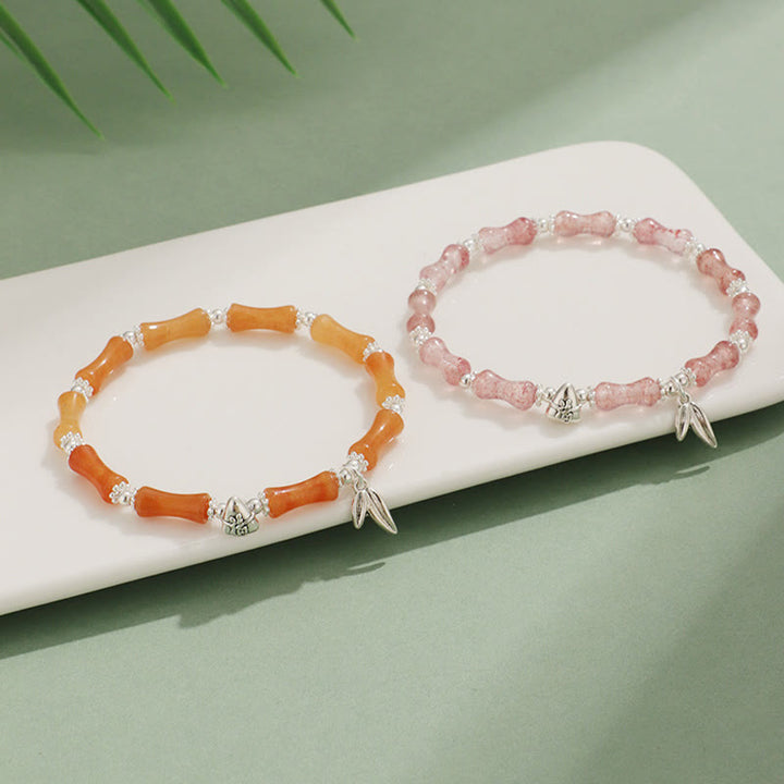 Buddha Stones Peridoto Jade Blanco Fresa Cuarzo Aventurina Verde Bambú Fu Carácter Suerte Pulsera