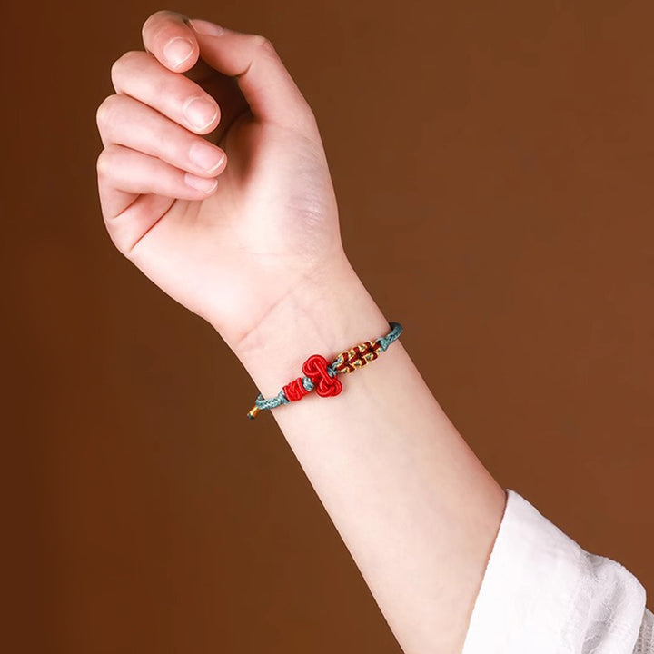 Pulsera de cuerda trenzada hecha a mano con Buddha Stones , nudo Wenchang, fuerza de la suerte