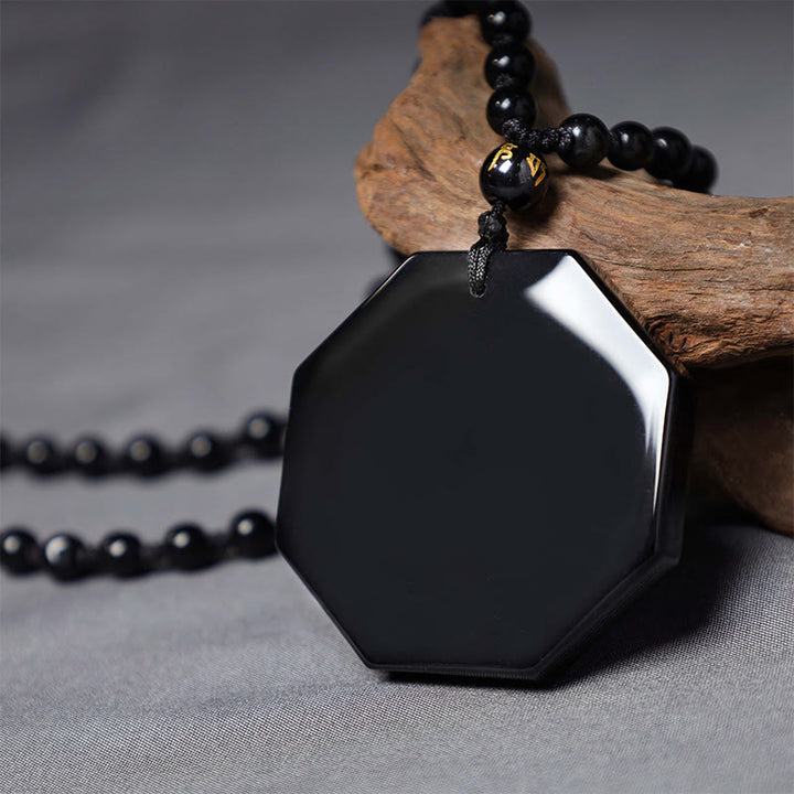 Collar con colgante Yin Yang de piedra de obsidiana negra con Buddha Stones - image 7