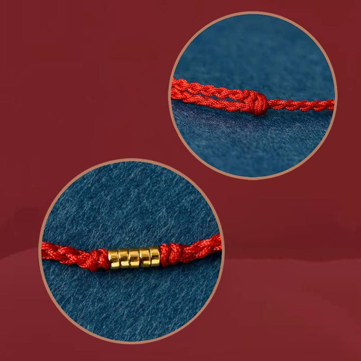 Tobillera de pulsera de hilo trenzado con cuentas doradas de la suerte de plata de ley 925 con Buddha Stones