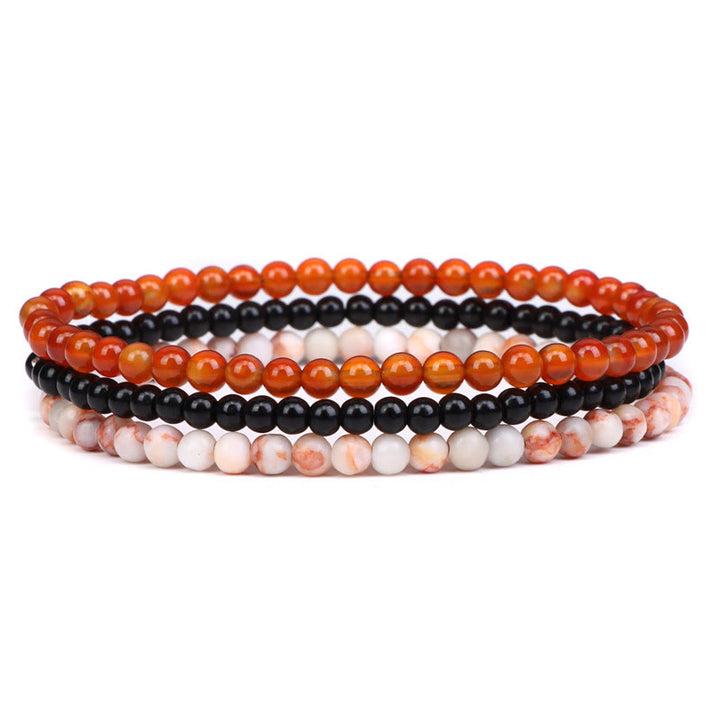 Buddha Stones 3 piezas de piedra de cristal natural paz interior pulsera espiritual