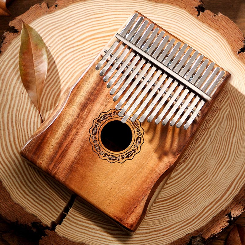 Buddha Stones Kalimba 17 teclas Piano de pulgar madera de caoba Acacia nogal Piano de dedo portátil