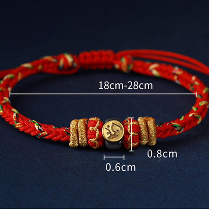 Pulsera de hilo trenzado de la suerte de plata con Buda natal del zodiaco chino de Buddha Stones