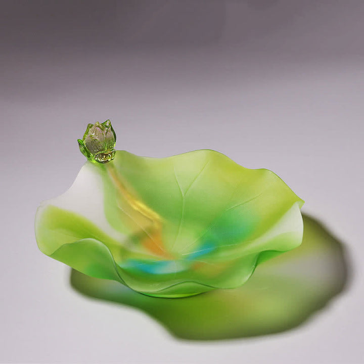 Pieza de arte de cristal Liuli hecha a mano de loto Feng Shui, decoración para el hogar y la Oficina
