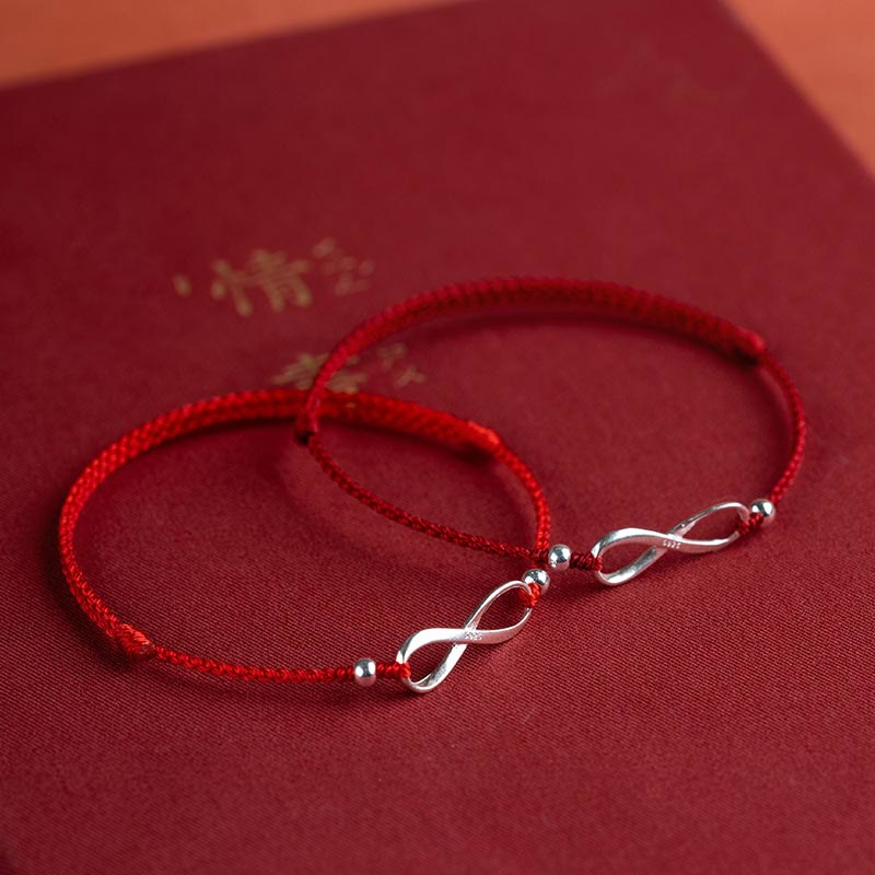 Pulsera tobillera de hilo rojo de la suerte con protección de nudo infinito de plata de ley 925 con Buddha Stones - image 1
