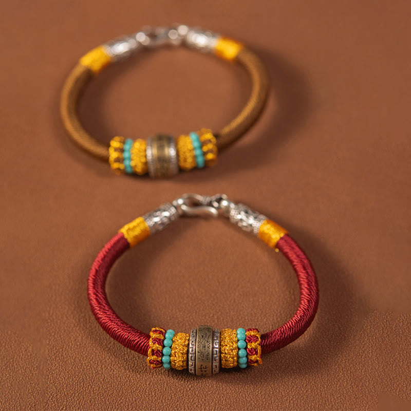 Pulsera trenzada de protección de la suerte con nudo King Kong, amuleto tibetano hecho a mano con Buddha Stones