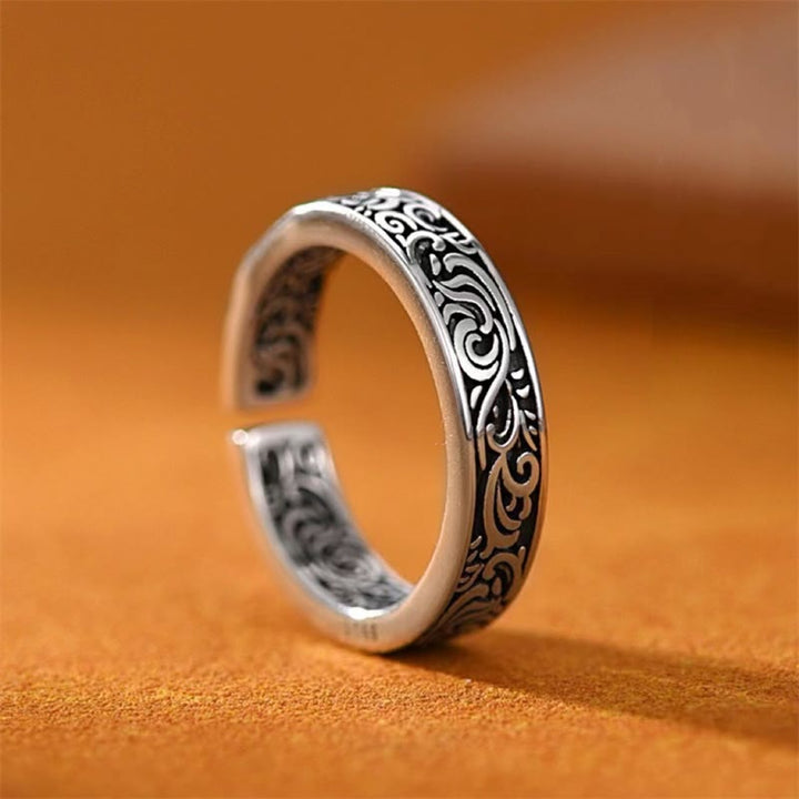 Anillo ajustable de cobre con diseño de flores de la dinastía Tang de Buddha Stones