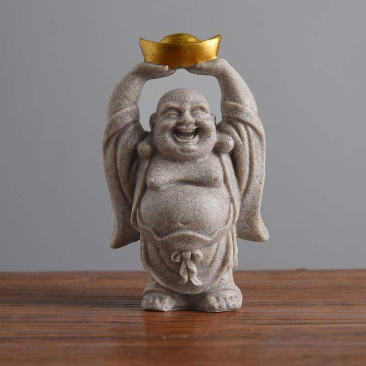 Buddha Stones estatua de resina de Buda sonriente bendición decoración del hogar