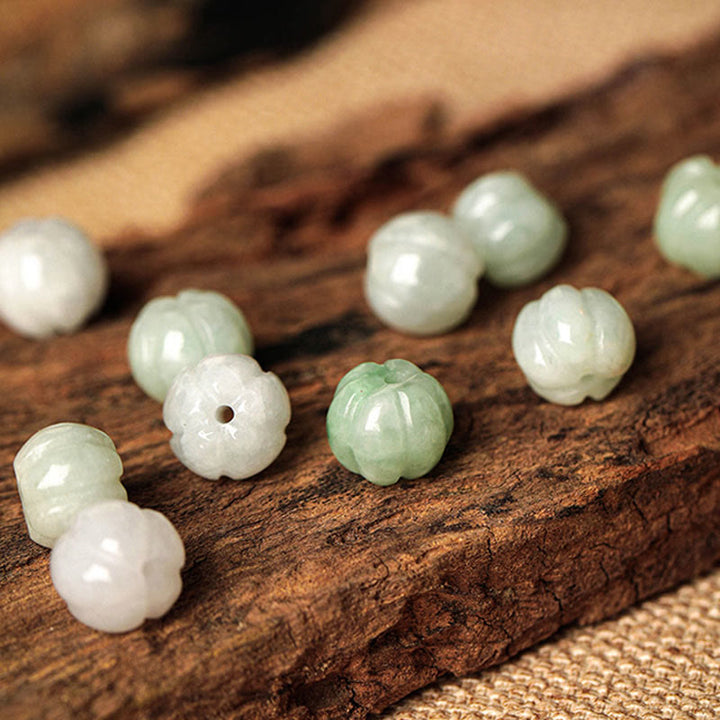 Pulsera trenzada de bendición de la suerte con cuentas de calabaza y hebilla de la paz de jade blanco con Buddha Stones