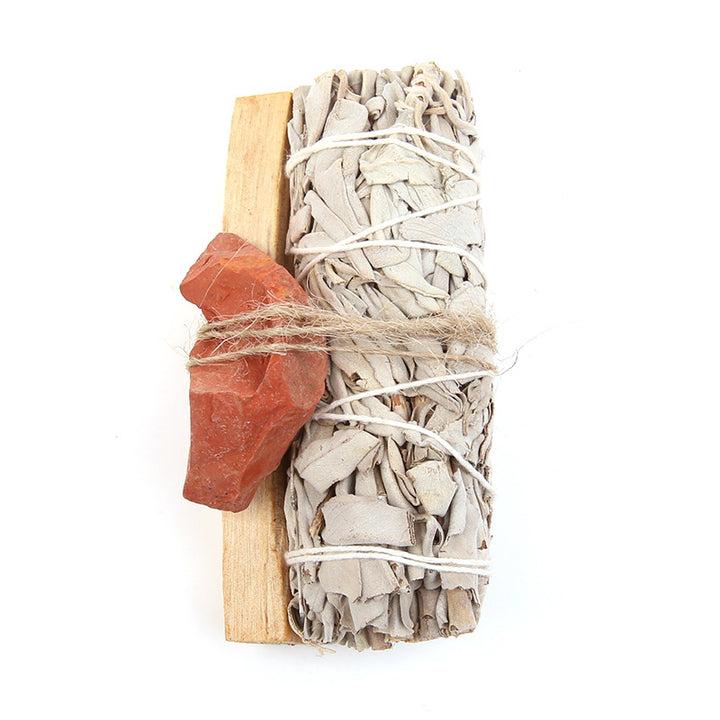 Buddha Stones Natural Palo Santo, amatista, Aventurina verde, cristal, salvia blanca, mancha, purifica, conjunto de Altar, suministros espirituales