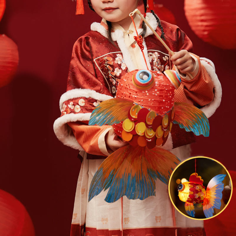 Buddha Stones DIY, buena suerte, pez Koi, lámpara de farol de papel, Festival del medio otoño, decoración de farol para niños