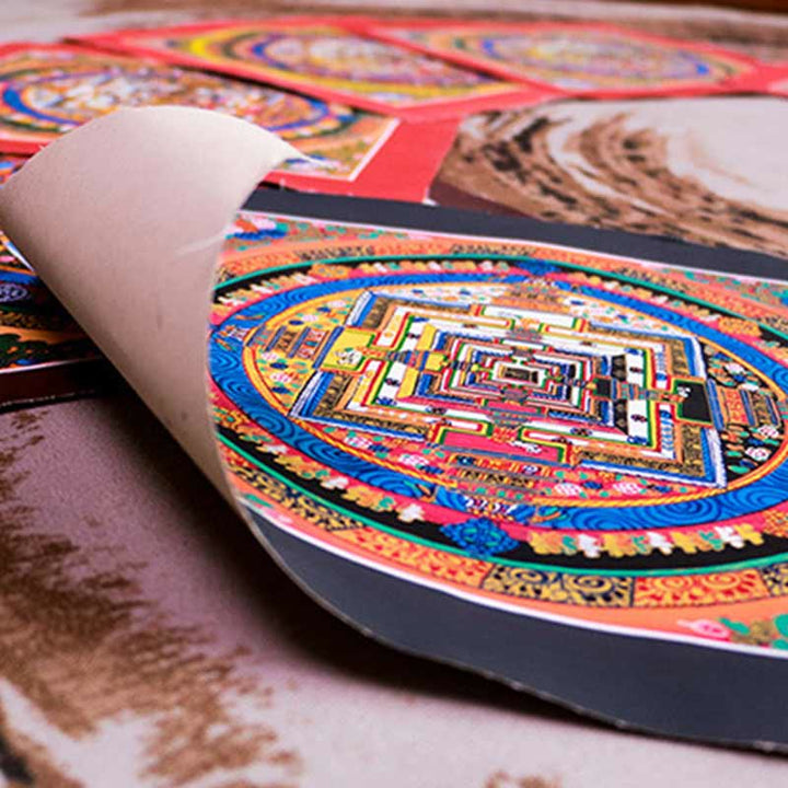 Caja ciega con pintura de Mandala Thangka hecha a mano tibetana, patrón de Color aleatorio