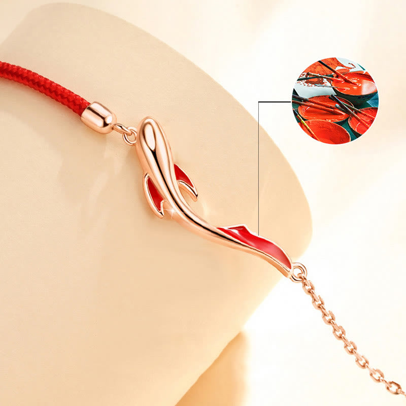 Pulsera de hilo rojo trenzado con estrella de loto y pez Koi de la suerte de plata de ley 925 con Buddha Stones