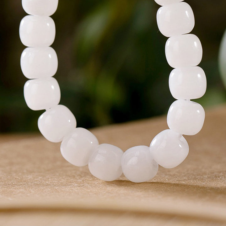 Pulsera de bendición de la felicidad de jade blanco hetiano con Buddha Stones - image 5