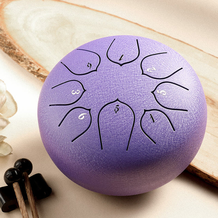 Buddha Stones, tambor de lengua de acero, sonido curativo, meditación, patrón de loto, Kit de batería, 8 notas, instrumento de percusión de 6 pulgadas