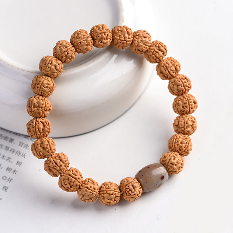 Buddha Stones Tíbet Rudraksha Bodhi Semilla Riqueza Pulsera auspiciosa