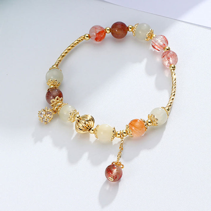Pulsera de cuentas auspiciosas con circonita y ojo de gato de cuarzo rutilado colorido - image 4