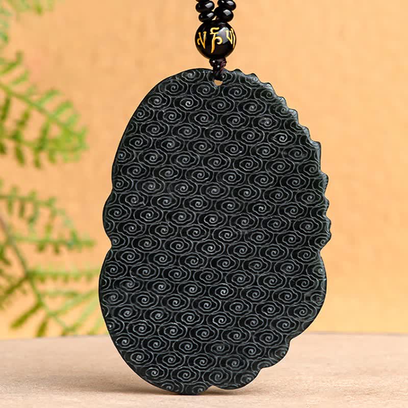 Buddha Stones Hetian Cian Jade Dragón Éxito Armonía Collar Colgante de cadena con cuentas - image 10
