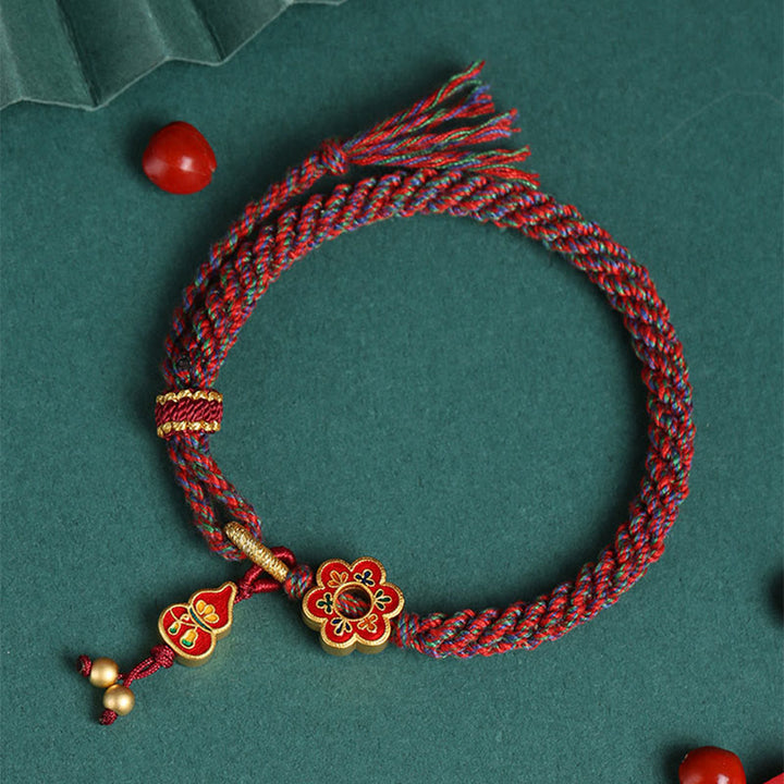 Pulsera de hilo trenzado con protección de flores de calabaza colorida hecha a mano con Buddha Stones
