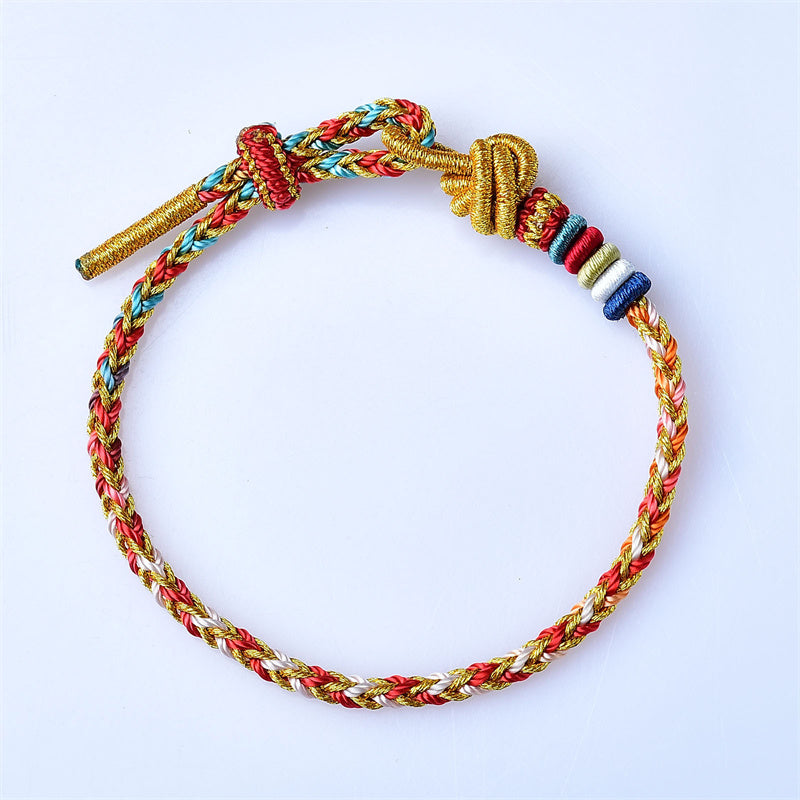 Pulsera de cuerda trenzada curativa de oro colorido hecha a mano con Buddha Stones