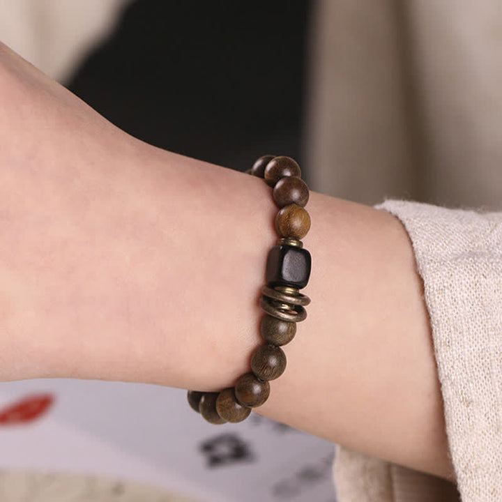 Pulsera de paz calmante de cristal de sándalo verde tibetano