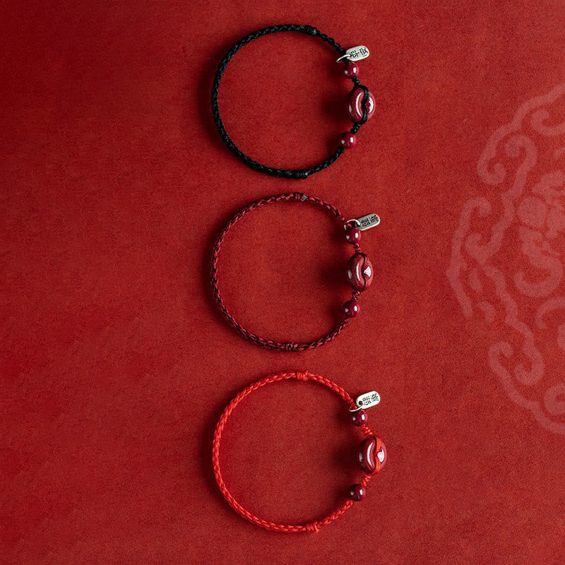 Pulsera tobillera con hebilla de paz de cinabrio hecha a mano con Buddha Stones, abalorio seguro y saludable, pulsera de bendición