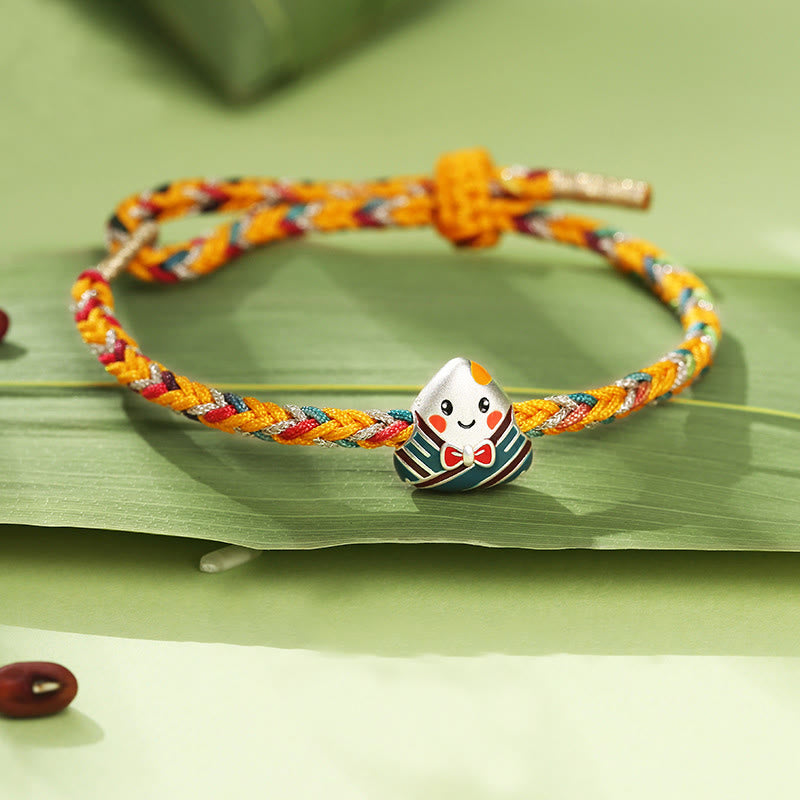 Pulsera de plata de ley 925 con Buddha Stones, dragón, barco, Festival, patrón Zongzi, suerte, hecha a mano, cuerda multicolor, niño y adulto - Cuerda colorida para muñeca de 10 a 18 cm - image 0