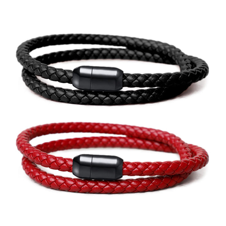 Pulsera con hebilla magnética de protección con hilo rojo de cuero genuino con Buddha Stones