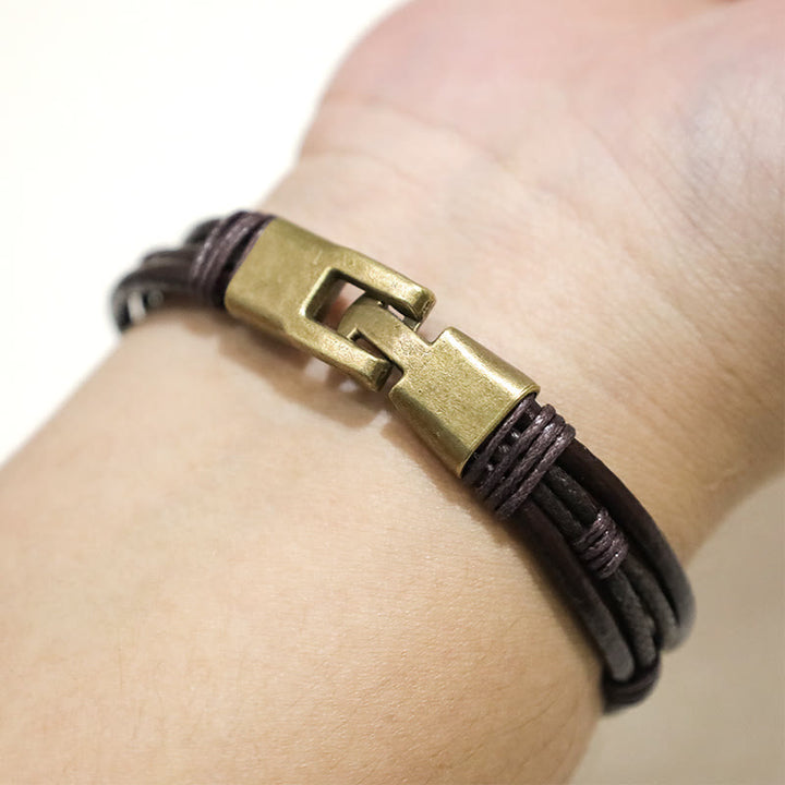 Pulsera de cuero vintage con Buddha Stones, pulsera con capas de cuerda marrón - image 8