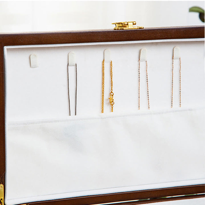 Caja de joyería de madera retro con Buddha Stones, caja de almacenamiento de joyas de tres capas