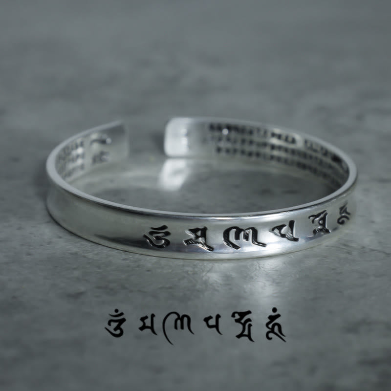 Pulsera de cobre blanco con mantra tibetano de Buddha Stones