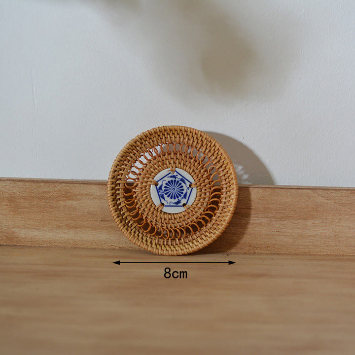 Posavasos de cerámica con estampado de flores, tapete para taza de té - Posavasos de cerámica de 8 cm - image 2