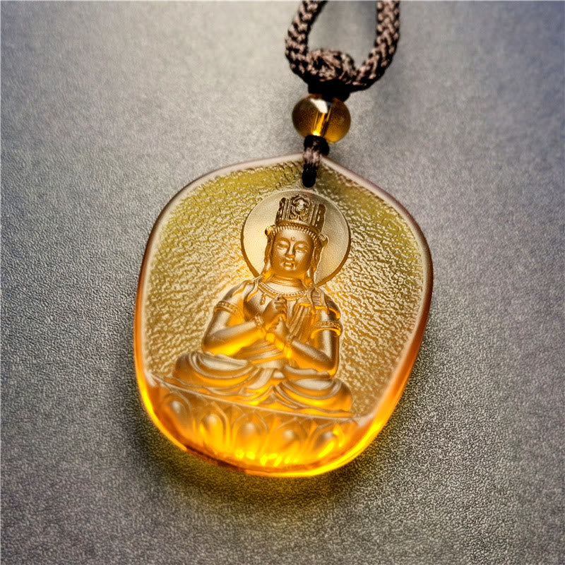 Buddha Stones zodiaco chino Buda Natal bendición Liuli cristal compasión COLLAR COLGANTE - Cabra/Mono-Tathagata - image 2