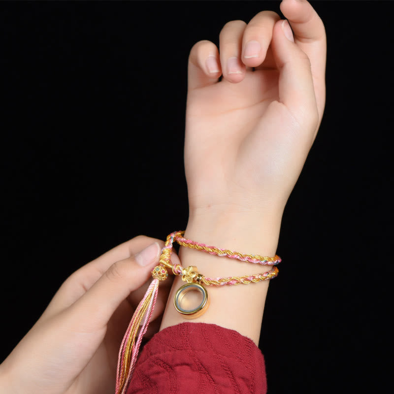 Pulsera trenzada de doble envoltura, hecha a mano, con Buddha Stones , cadena colorida de la suerte tibetana