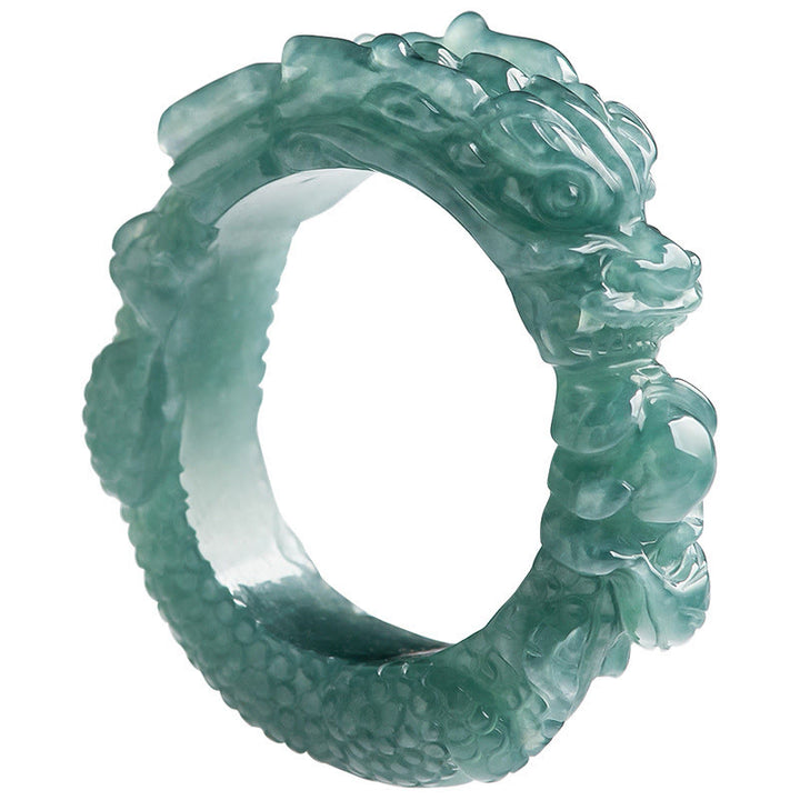 Anillo de éxito con dragón de jade natural de Buddha Stones