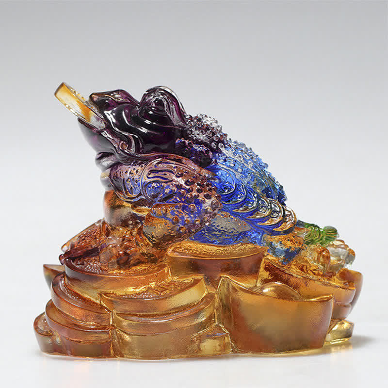 Feng Shui Rana hecha a mano Liuli Crystal Art Piece Riqueza Decoración de la Oficina del Hogar