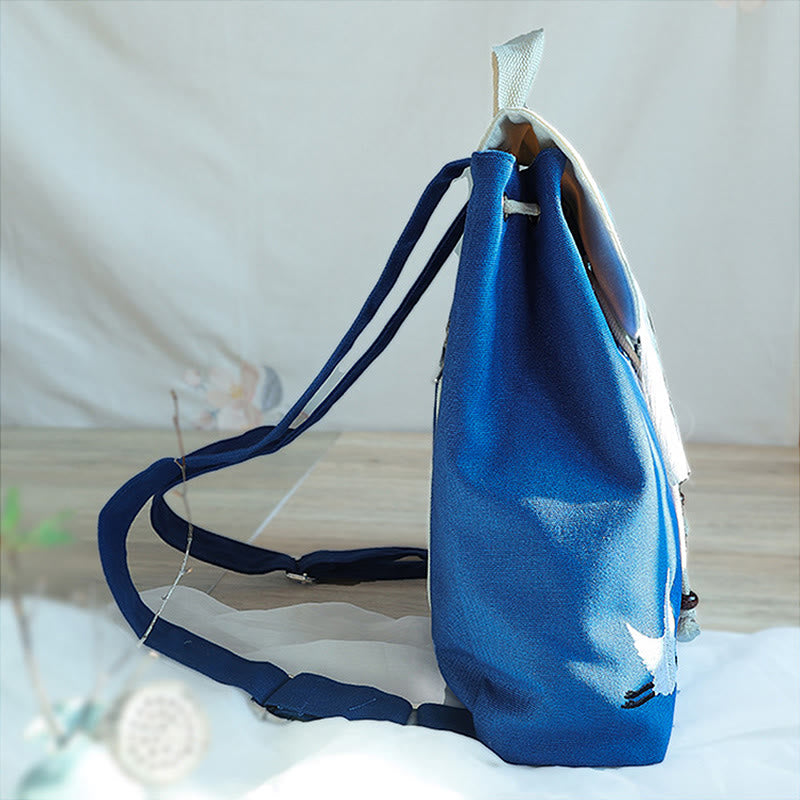 Mochila de lona de gran capacidad bordada hecha a mano con Buddha Stones