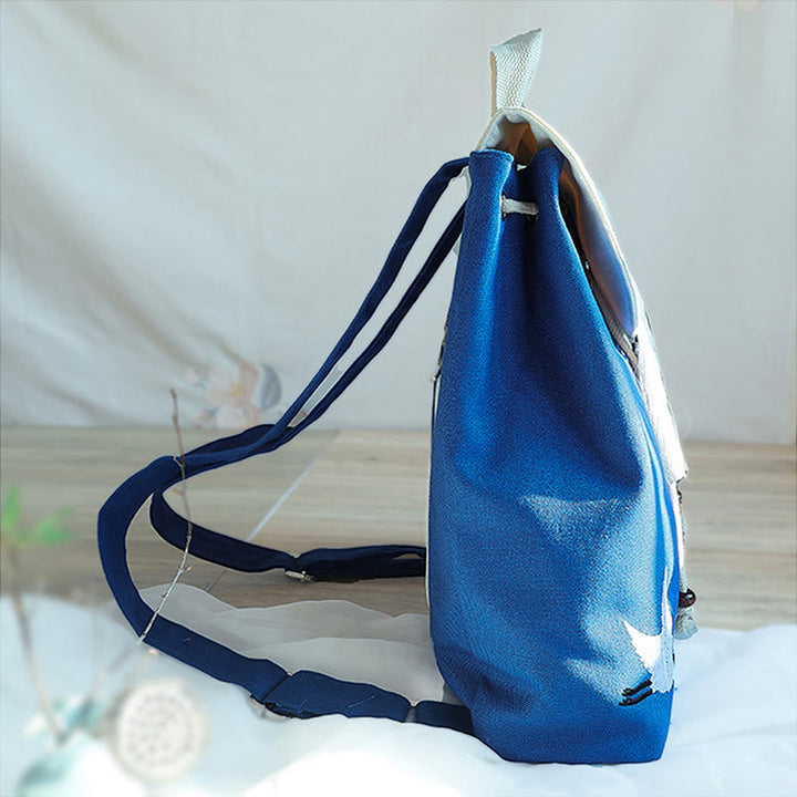 Mochila de lona de gran capacidad bordada hecha a mano con Buddha Stones