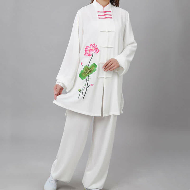 Conjunto de ropa para mujer con diseño de hojas y flores de loto y piedras de Buddha Stones para meditación, tai chi, oración y práctica espiritual zen - image 15
