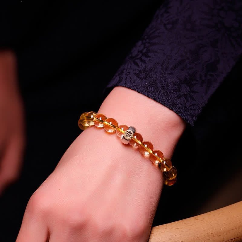 Pulsera de protección de citrino de Buda natal del zodíaco chino de plata de ley 925 - image 3