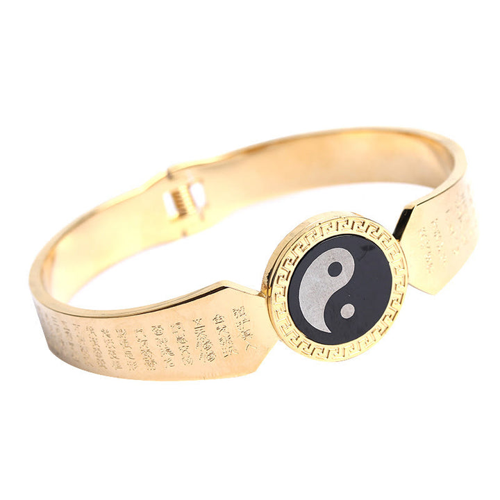 Brazalete de armonía de acero de titanio con Buddha Stones Yin Yang Lotus Om Mani Padme Hum Mantra
