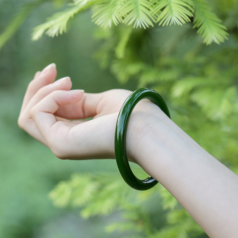 Brazalete de bendición de longevidad de jade cian con Buddha Stones