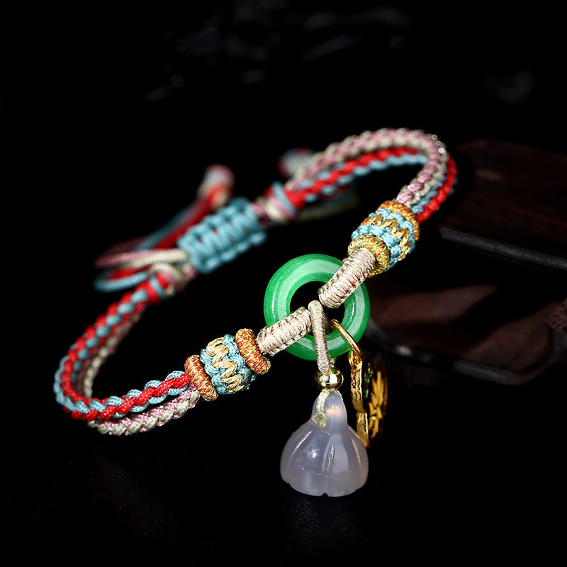 Buddha Stones, cuerda colorida, calcedonia, loto, Jade, paz, hebilla, armonía, pulsera con dije de calabaza