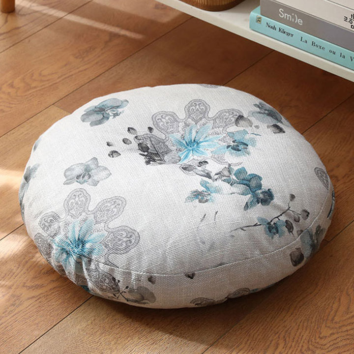 Cojín de lino con diseño simple de loto y Buddha Stones para meditación, decoración para el hogar y la sala de estar.