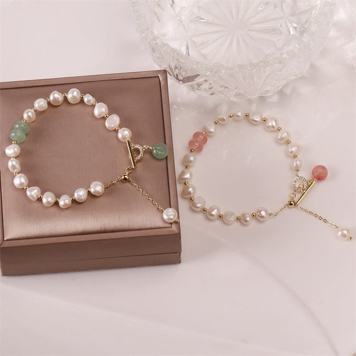 Pulsera de cadena curativa con cuentas de cuarzo fresa verde perla de Buddha Stones