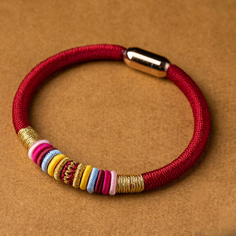 Pulsera trenzada con hebilla magnética hecha a mano con nudo King Kong tibetano de Buddha Stones