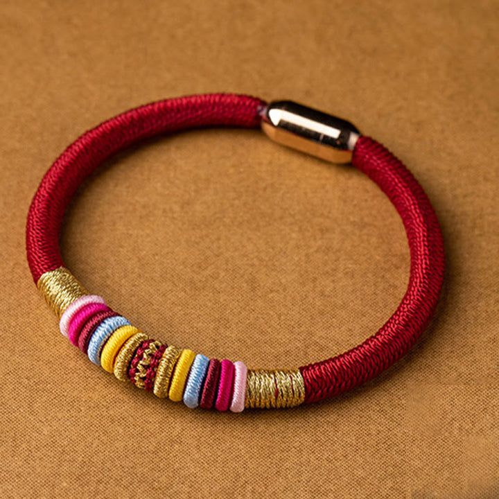 Pulsera trenzada con hebilla magnética hecha a mano con nudo King Kong tibetano de Buddha Stones
