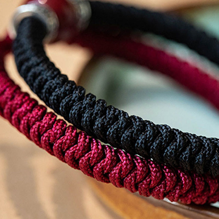 Pulsera de hilo trenzado hecha a mano con cuentas de cinabrio natural de plata de ley 925 con Buddha Stones